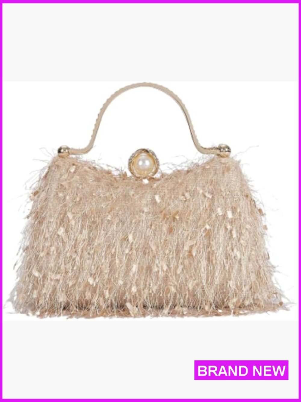 Fluffy Feather Clutch Purse Evening Handbag Shoulder Bag Cocktail Prom 3-in-1